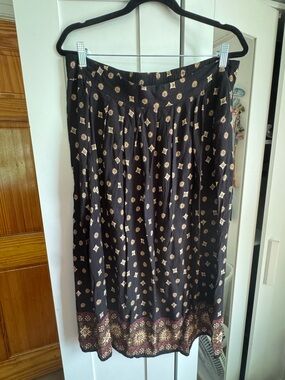 Black Midi Skirt with Gold Motif Border